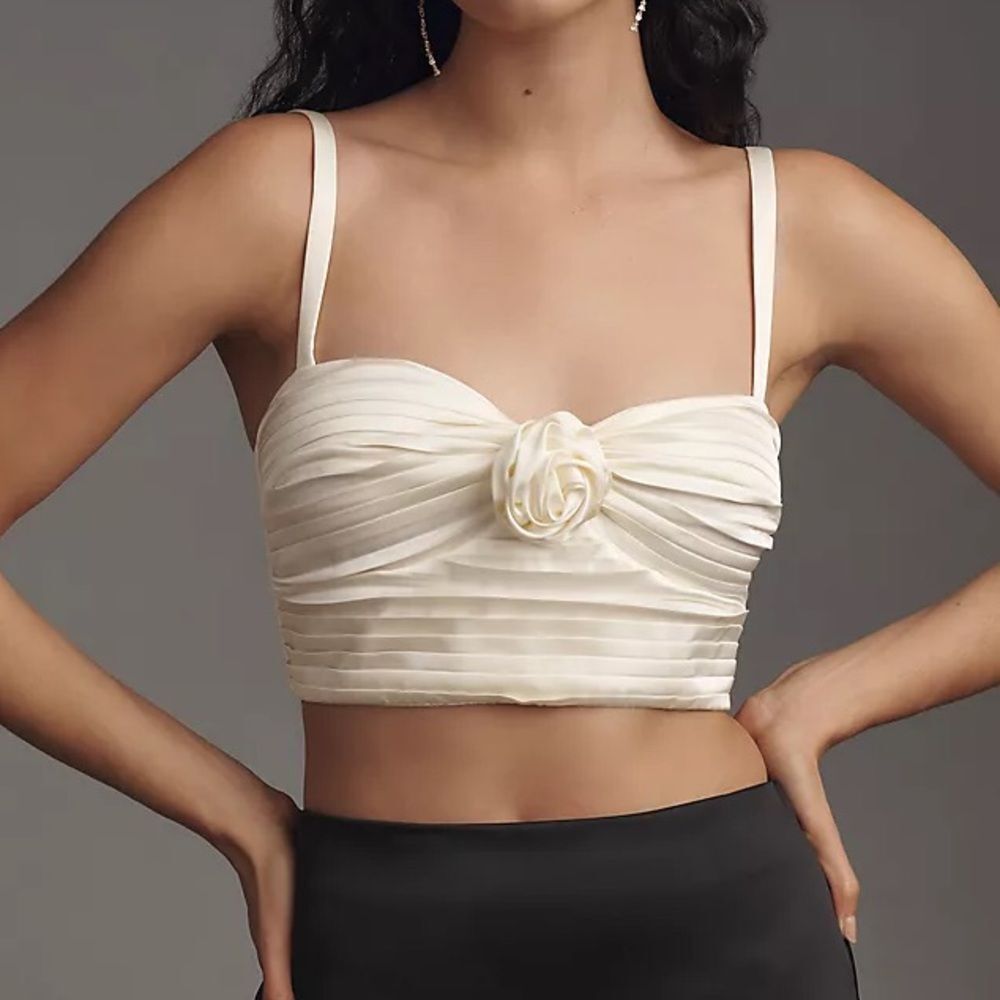 Anthropologie • Pleated Rosette Bustier Top